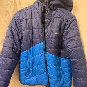 Eddie Bauer Kids Hooded Puffer Jacket Blue Fleece Lined Winter Coat